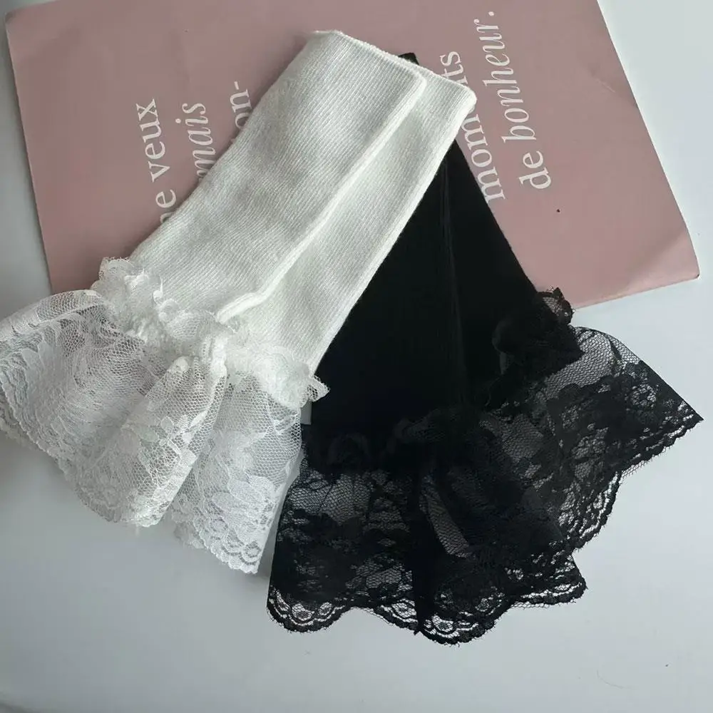 1 زوج انفصال الدانتيل الأصفاد محبوك الدانتيل زهرة متوهج أكمام أذرع تبريد الدافئة الصوفية Ruched كاذبة الأصفاد سترة بلوزة تدفئة المعصم #4