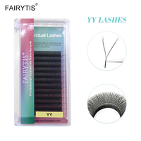 FAIRYTIS Y Shape Eyelashes Extension Double Tips Natural Soft Light YY Lashes C/D/L/CC/DD Curl Hand-woven Natural Cilias Makeup