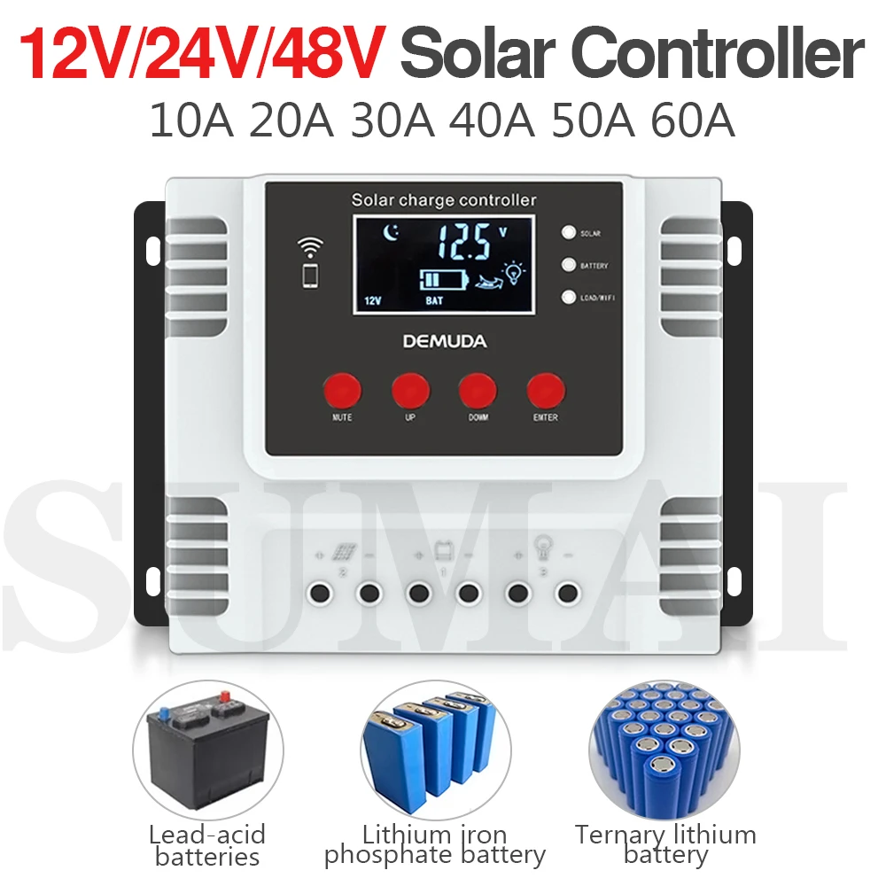 Solar Charge Controller with WIFI 12V/24V/48V AUTO 10A20A 30A 40A 50A 60A LCD USB Interface Intelligent Photovoltaic System