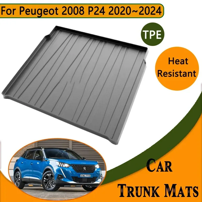 

For Peugeot 2008 P24 2023 2022 2020~2024 Accessories Car Trunk Floor Mat Waterproof Anti-dirty Liner Upholstered TPE Storage Pad