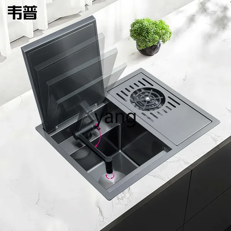 LHH Cup Washer Sink Invisible Small Single Sink Damping Hidden Mini Vegetable Wash Basin