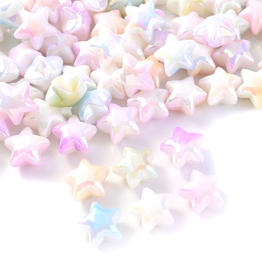 10 Stück 19 mm Macaron-Farbverlauf AB Flash Star Acrylperlen DIY Schmuckherstellungszubehör für Armbänder, Ohrringe, Halsketten – Detail 3