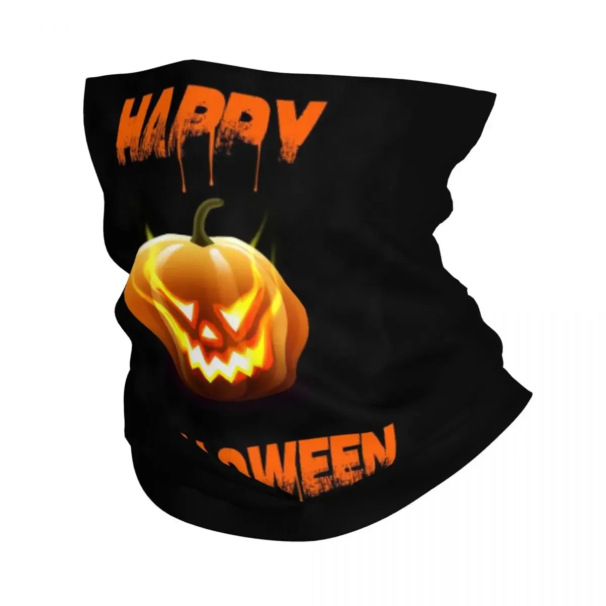 Ghost Pumpkin Halloween Bandana Neck Cover Printed Wrap Mask Scarf Warm Balaclava Hiking Fishing Unisex Adult Washable