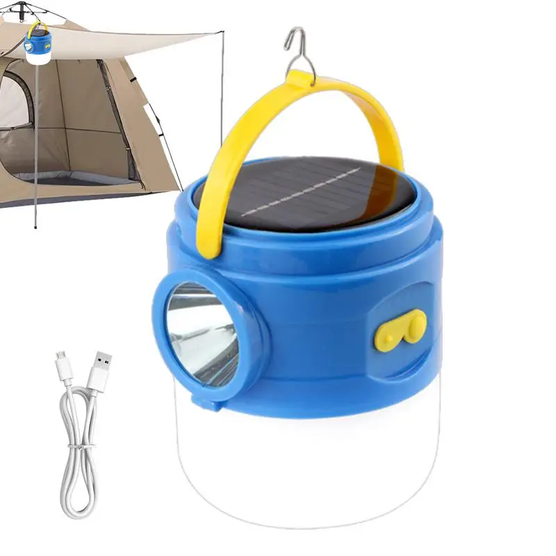 

Camping Tent Lights With 3 Light Modes Outdoor Hanging Camping Light Solar Powered And USB Rechargeable Multifunctional Light