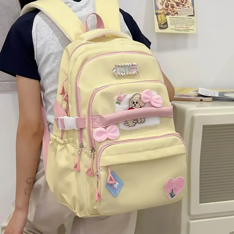 Women Yellow Cute Fashion Large Capacity University Backpack Original Harajuku Designer Female Bag Girl's Travel Shoulder Bag