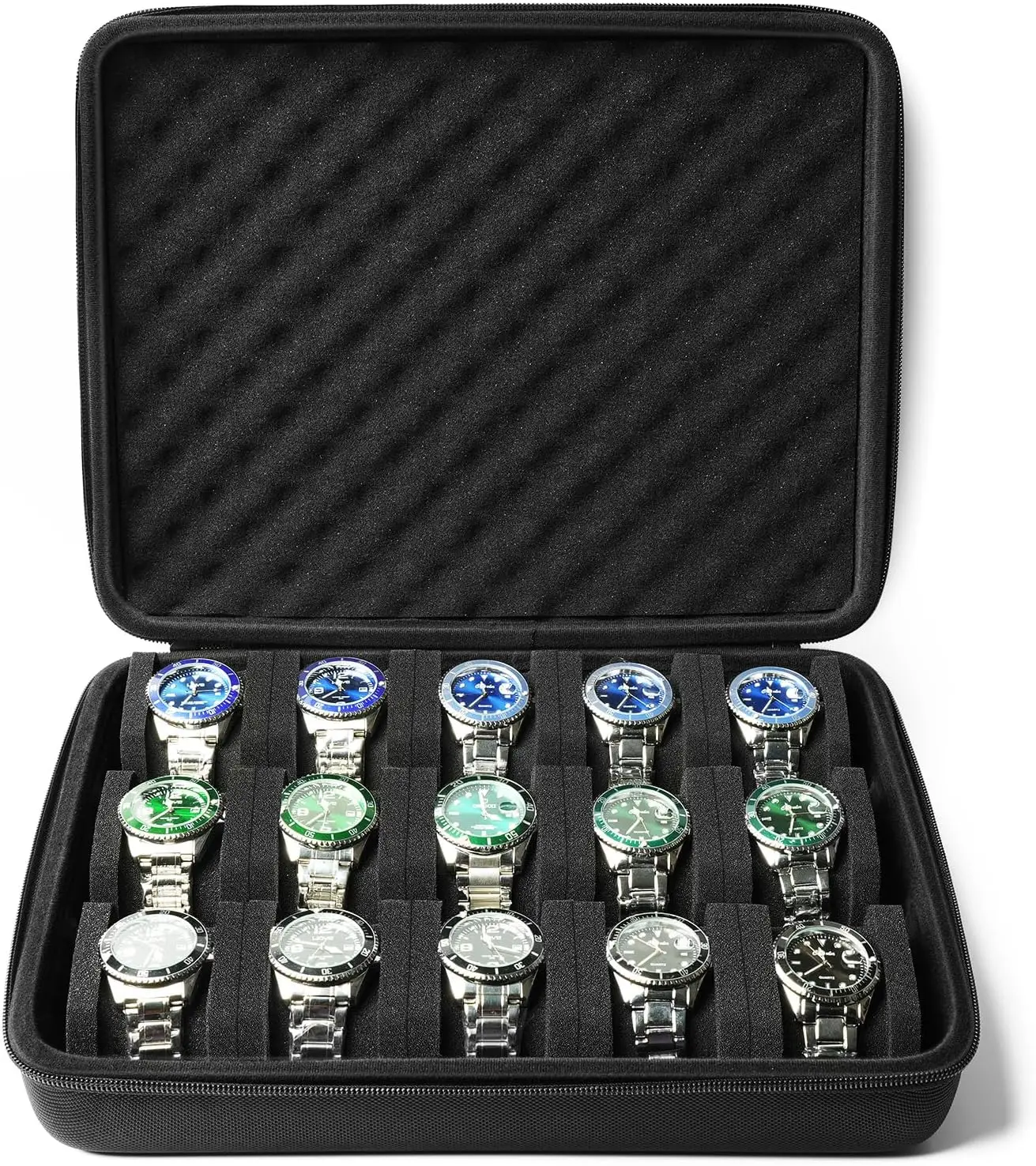 

Дорожный футляр для 15 часов с мягкими подушечками, прочным нейлоновым корпусом для безопасного хранения, подходит для часов с диаметром корпуса до 60 мм