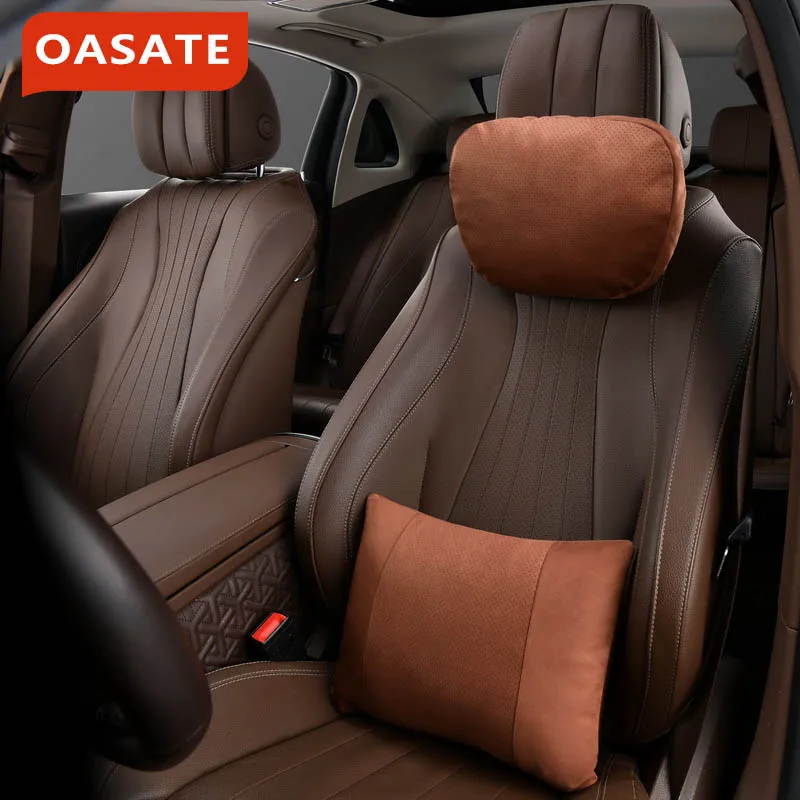 OASATE Brand Car Headrest Neck Pillow Support Seat Set / Maybach Design S Class Soft Universal Adjustable Car Neck Waist Pillows