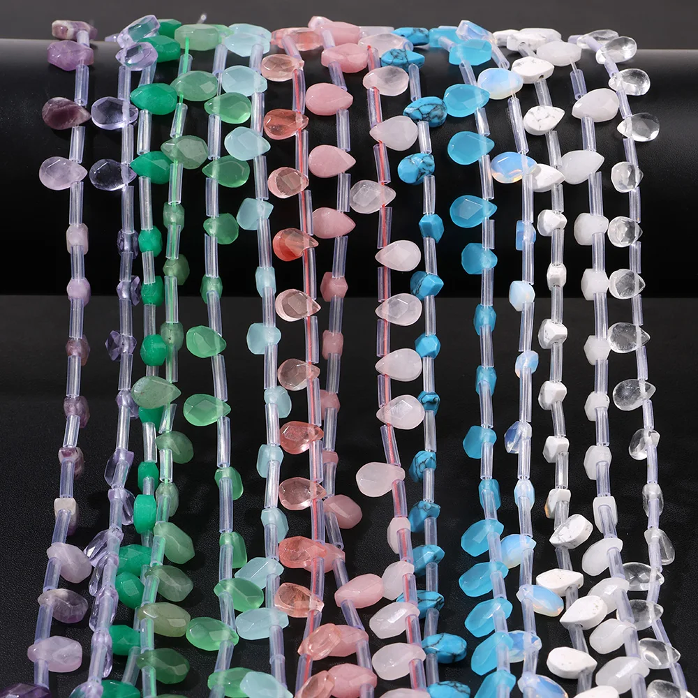 6x9mm Naturstein-Tropfenperlen Rosenquarz Amazonit Jade lose Perlen für handgefertigte Armbänder, Halsketten, Ohrringe, DIY-Bastelarbeiten – Detail 2