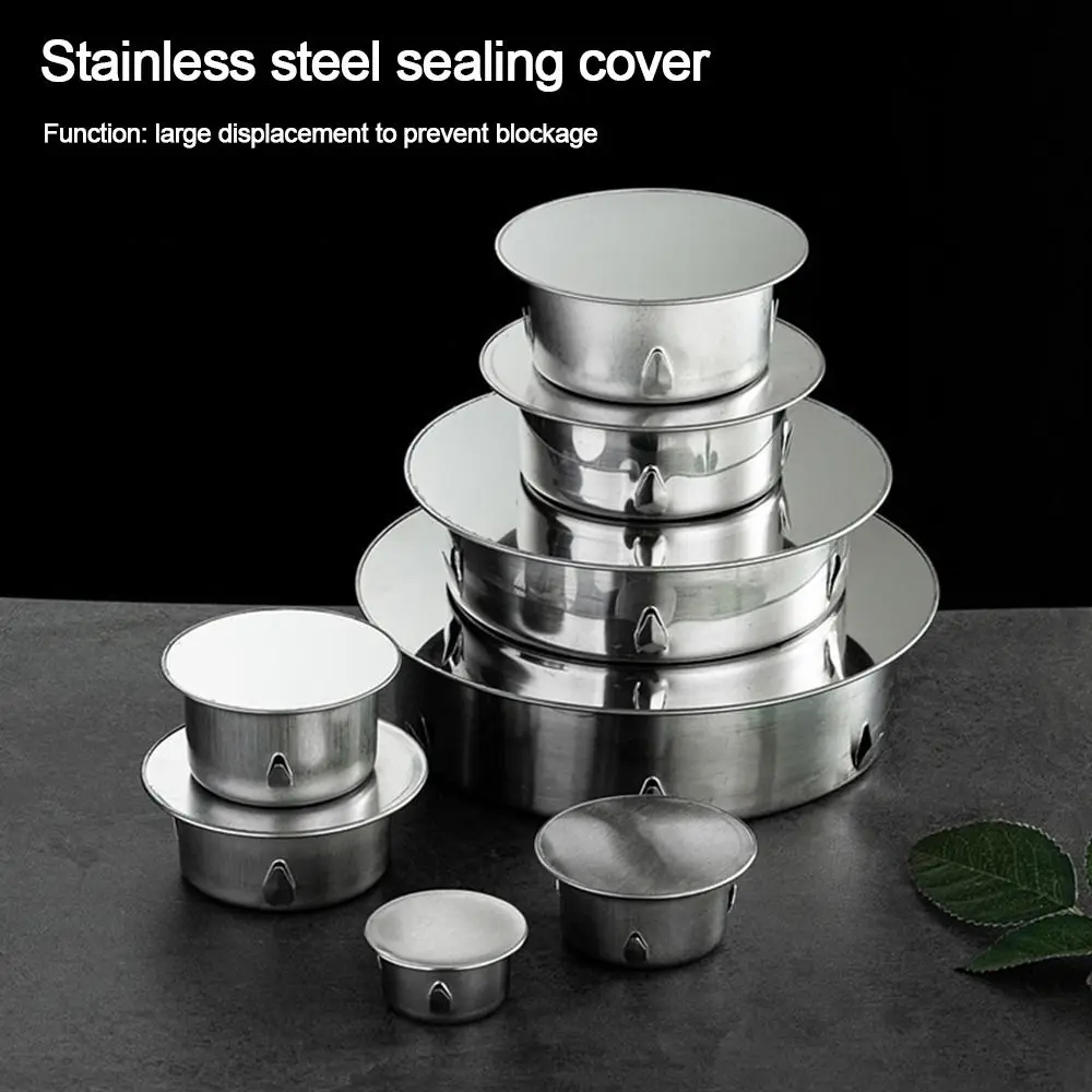 1PC Stainless Steel Floor Drains Sewer Pipe Cap Plug 50-150mm Outdoor Balcony Garden Sealing Cover Bathroom Hardware Fittings