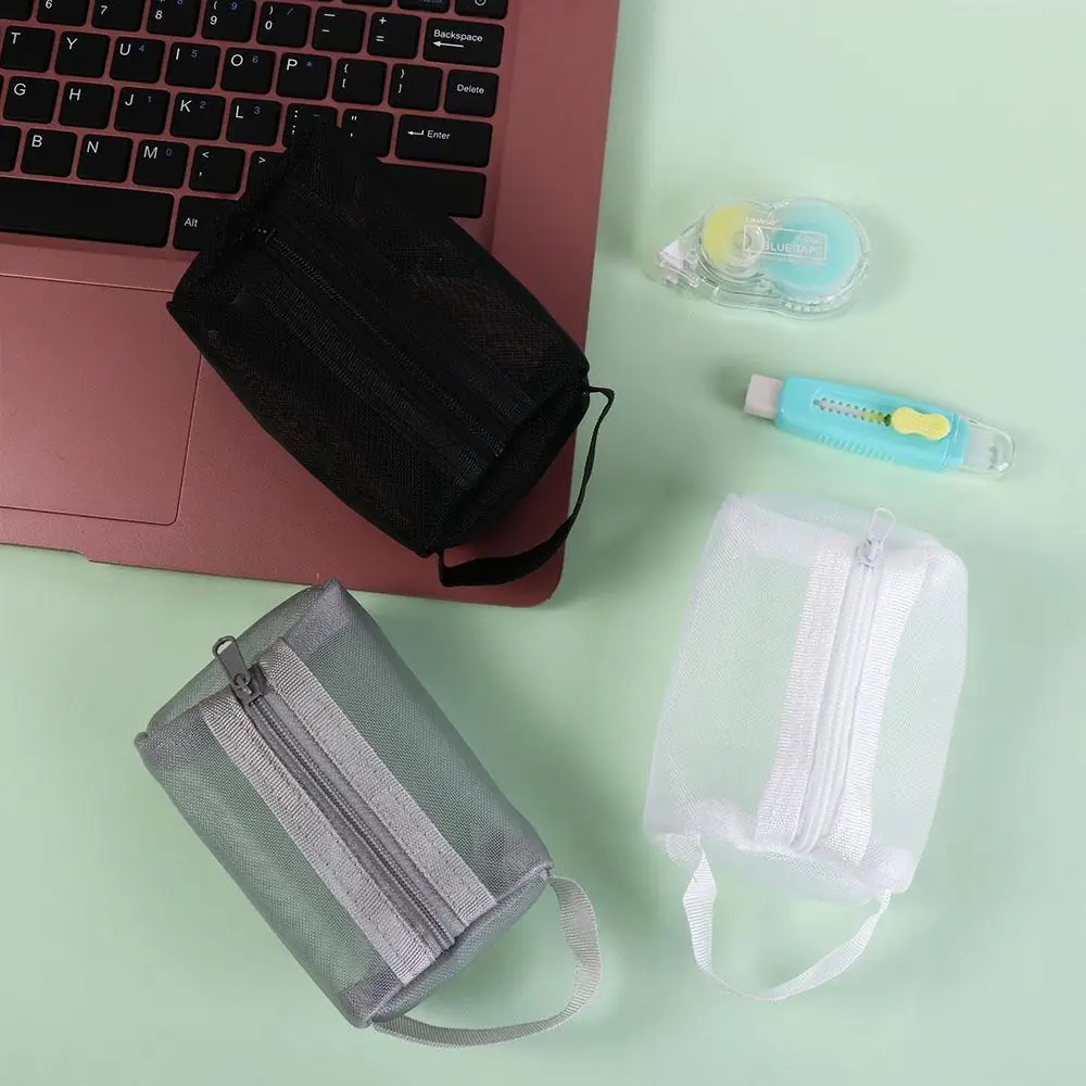 Transparent Mesh Storage Bag Nylon ID Credit Card Holder Small Coin Purse Key Bag Small Wallet Transparent Cosmetic Bag Girl