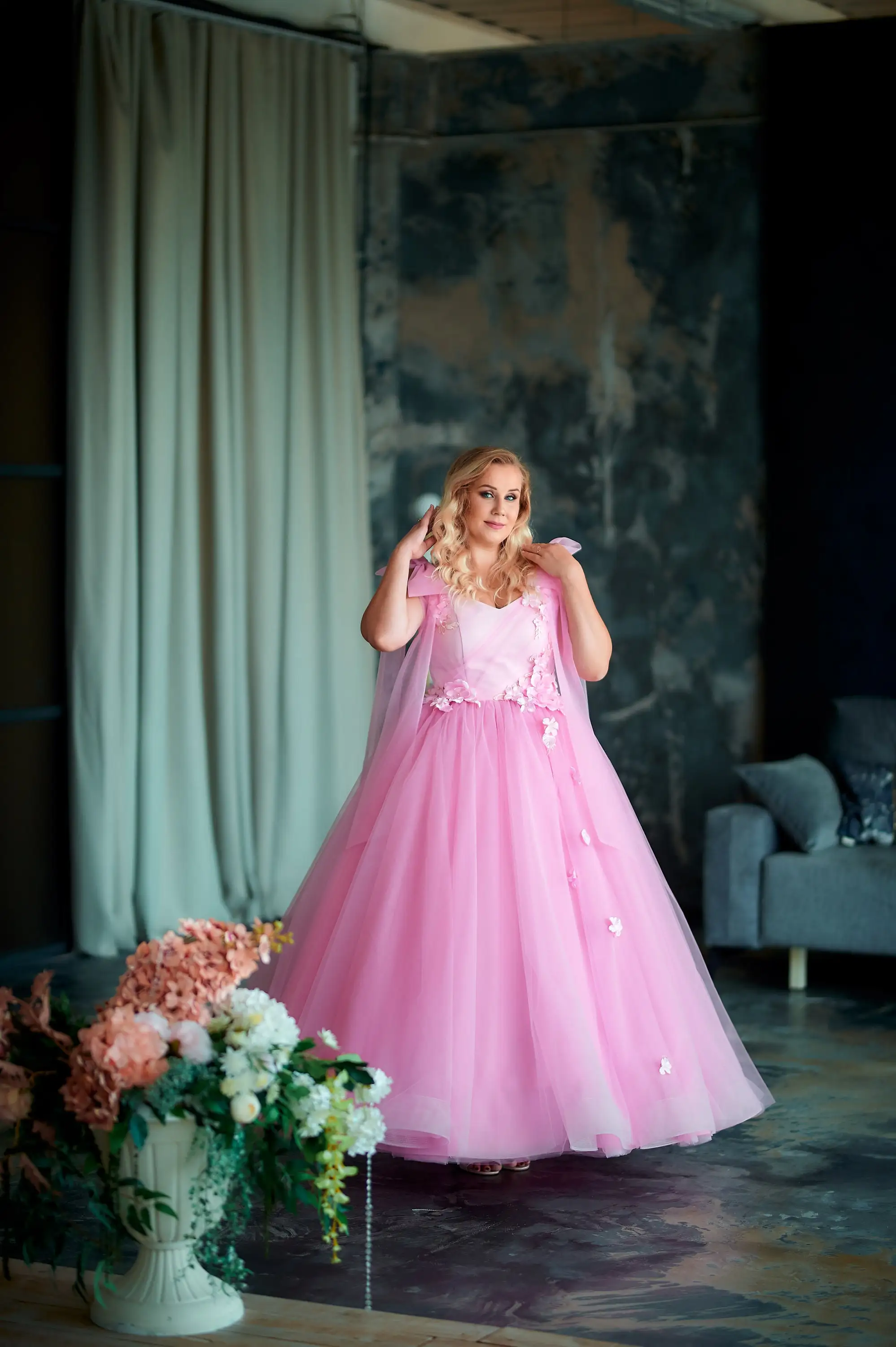 Vestido rosa de flores para niña, vestidos a juego para boda, madre e hija, apliques de tul, fiesta de cumpleaños para niños, vestidos de primera comunión