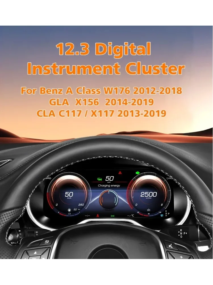 12,3-Zoll-Digital-Instrumentencluster für Mercedes Benz GLA X156 CLA C17 X17 A-Klasse W176 2012 - 2018 Armaturenbrett Virtuelles Cockpit Tachometer Kilometerzähler