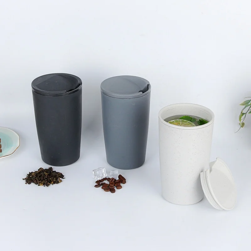Modische und kreative Weizenstroh-Kaffeetasse, hohes Aussehen, einfarbig, große Kapazität, tragbarer Wasserbecher, Milchbecher