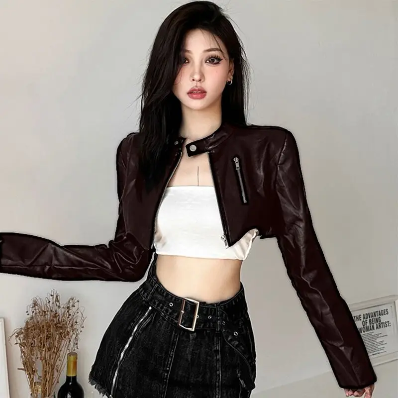 

Short Black Leather Women Jaqueta Feminina Streetwear Clothes Chaqueta Mujer Goth Pu Harajuku Coats