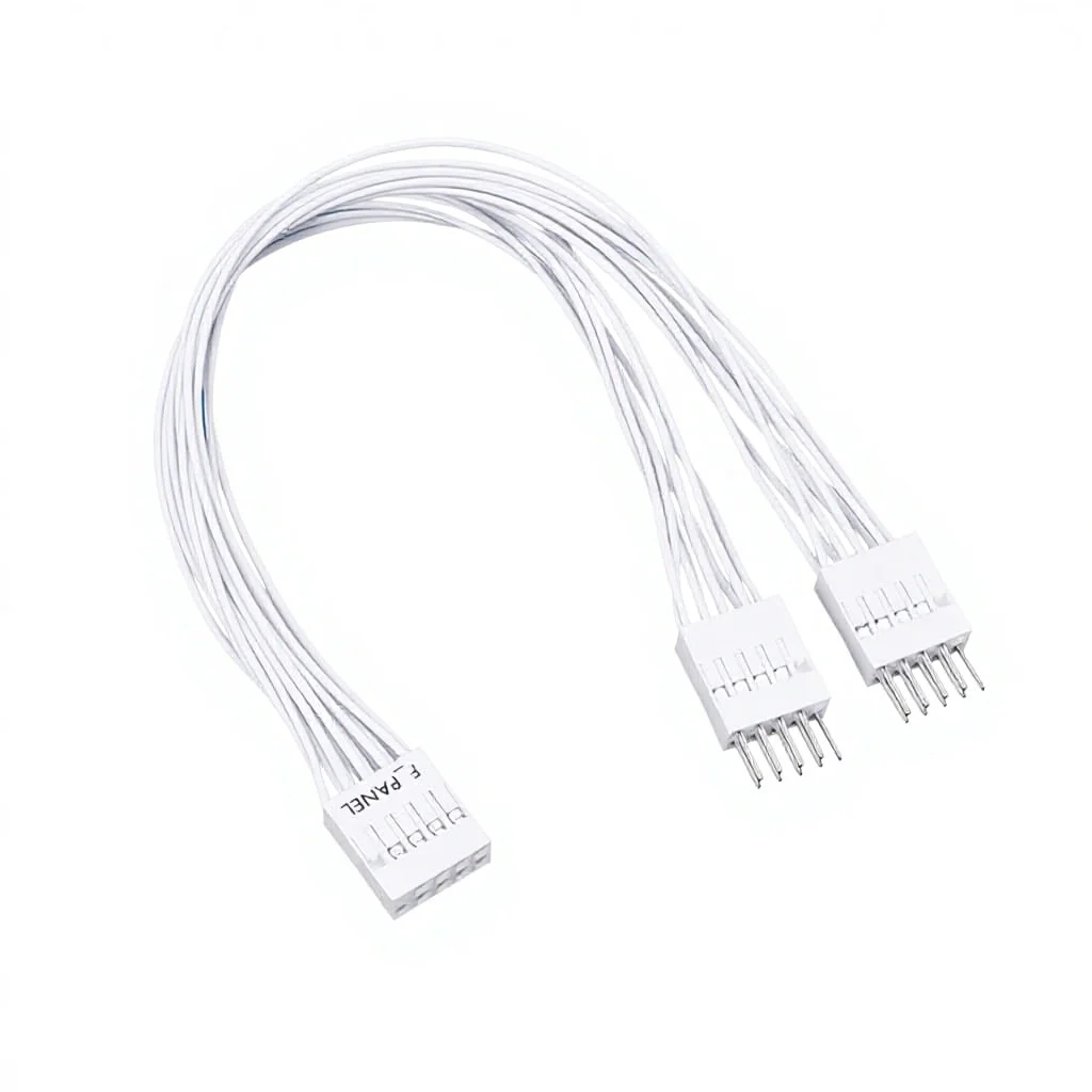 Angitu MB 9Pin F_PANEL Splitter Switch Jumper Black White 9P 2xMale to Female Extension Cable Computer 9P Power-on Control Cable