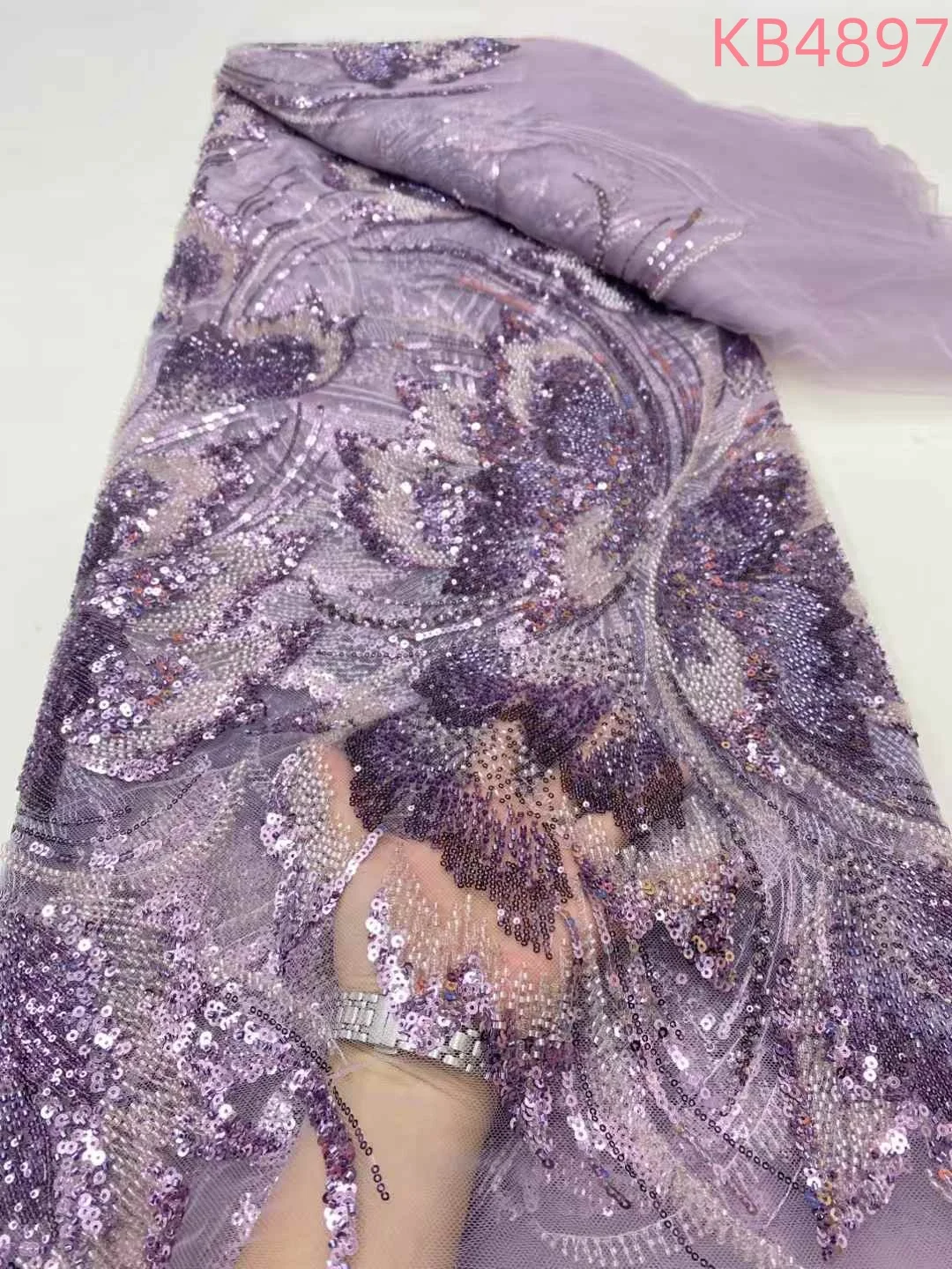 Lantejoulas rendas nigerianas tecido 5 metros net tecido de renda africano 2024 tecido de renda de alta qualidade para costurar roupas kb4897