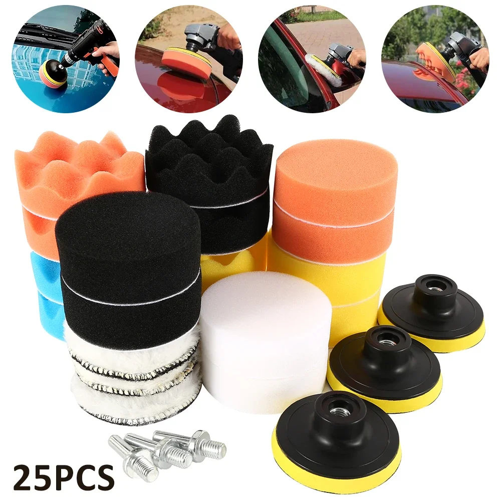 

25pc Car Polishing Pads Drill Buffing Kit Car Sponge Buffing Pads Polisher Kit Car Drill Polishing for Sanding Polishing