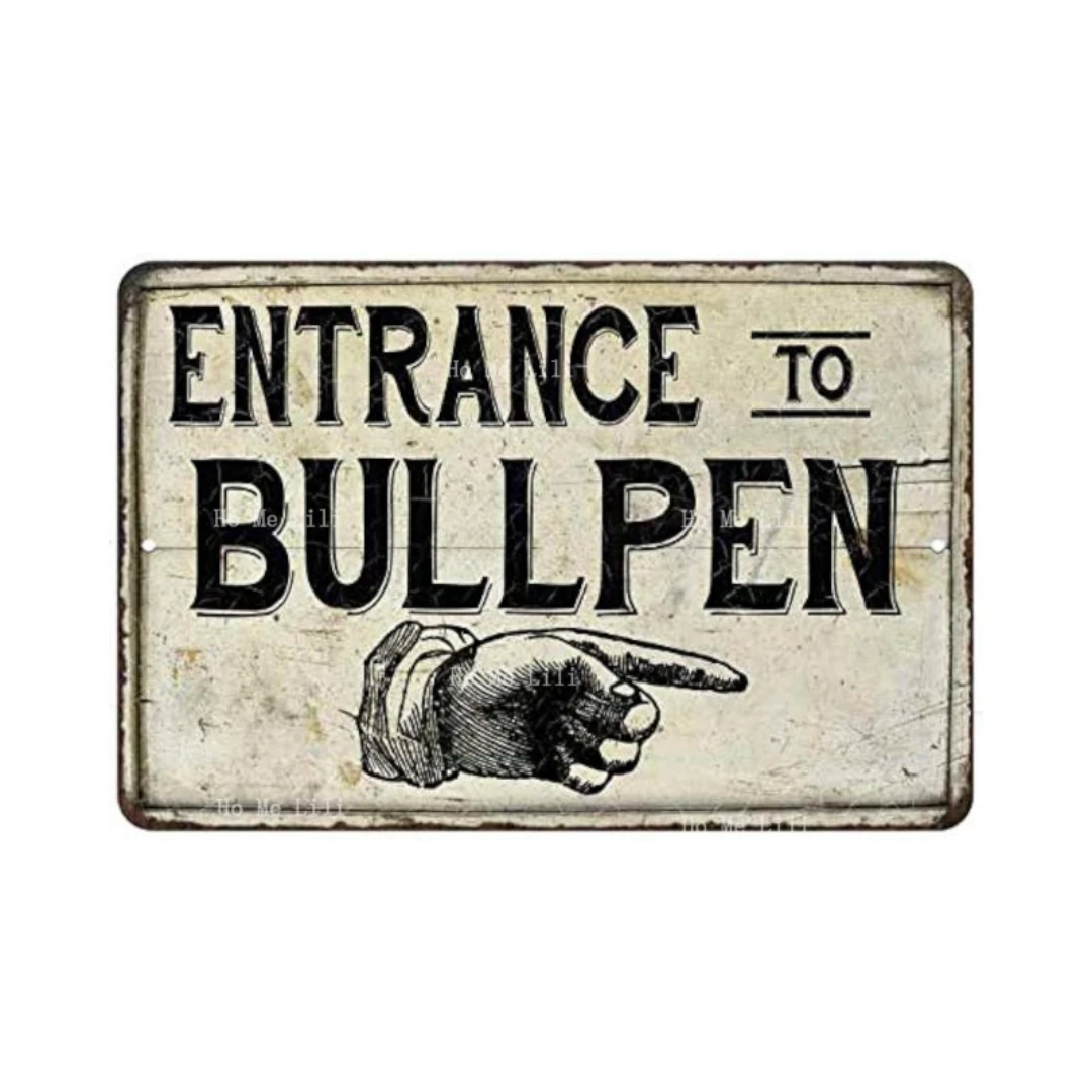 Entrance To Bullpen Sign Vintage Baseball Decor Signs Wall Decorations Room Art Tin Plaque Gift Finish Metal