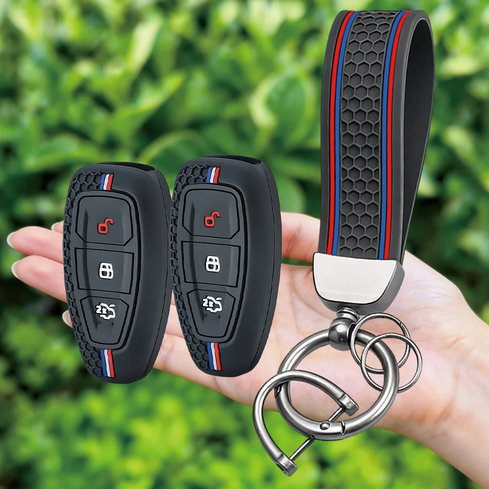 Fashion Car Key Pack for Ford ST Line Fiesta Focus Mondeo Ecosport Kuga Puma Edge Escape Metallic Silicone Car Key Fob Case