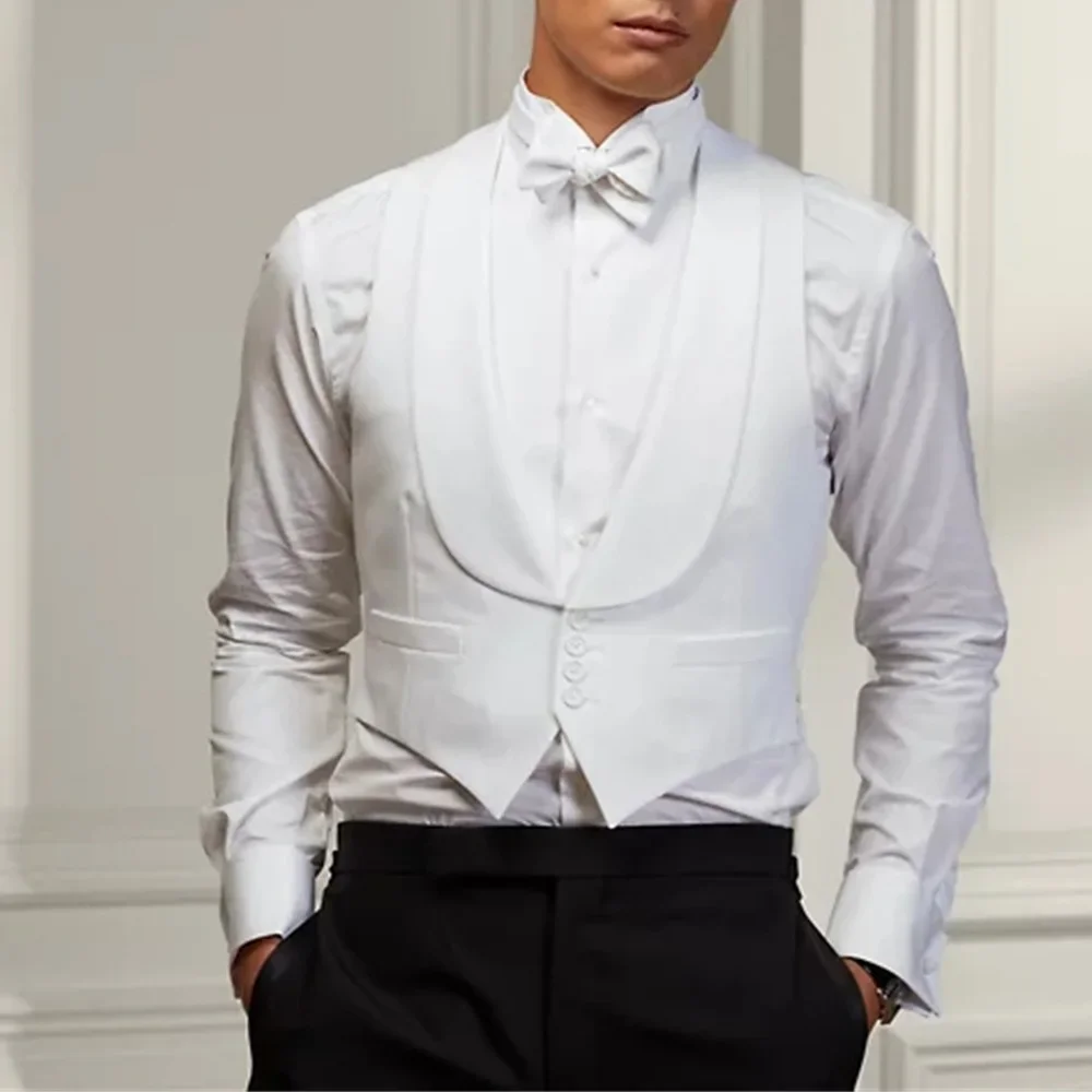 

Жилет для мужчин с шалевым воротником, облегающий стиль, белая мужская одежда, топ для выпускного, свадьбы, жениха, смокинги, жилеты, костюм для мужчин