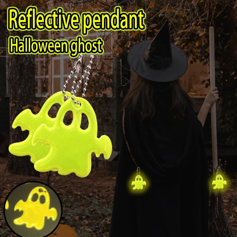 Pendentifs réfléchissants fantôme d'Halloween 10/20 pièces, tenues d'extérieur d'Halloween, pendentifs de sac à dos, pour les sorties nocturnes et les activités