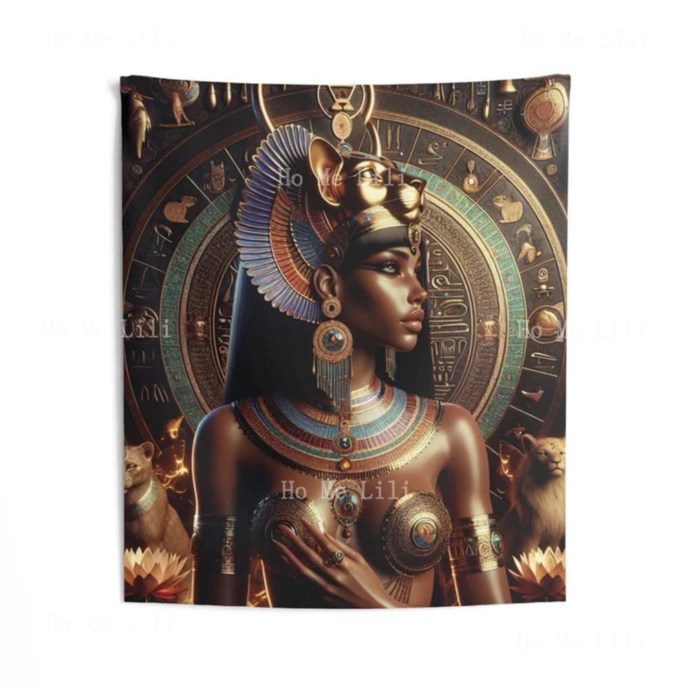 Lioness Egyptian Queen Tapestry African Ancient Egypt Wall Art Mythology Egyptology Souvenir Indoor Tapestries Decor