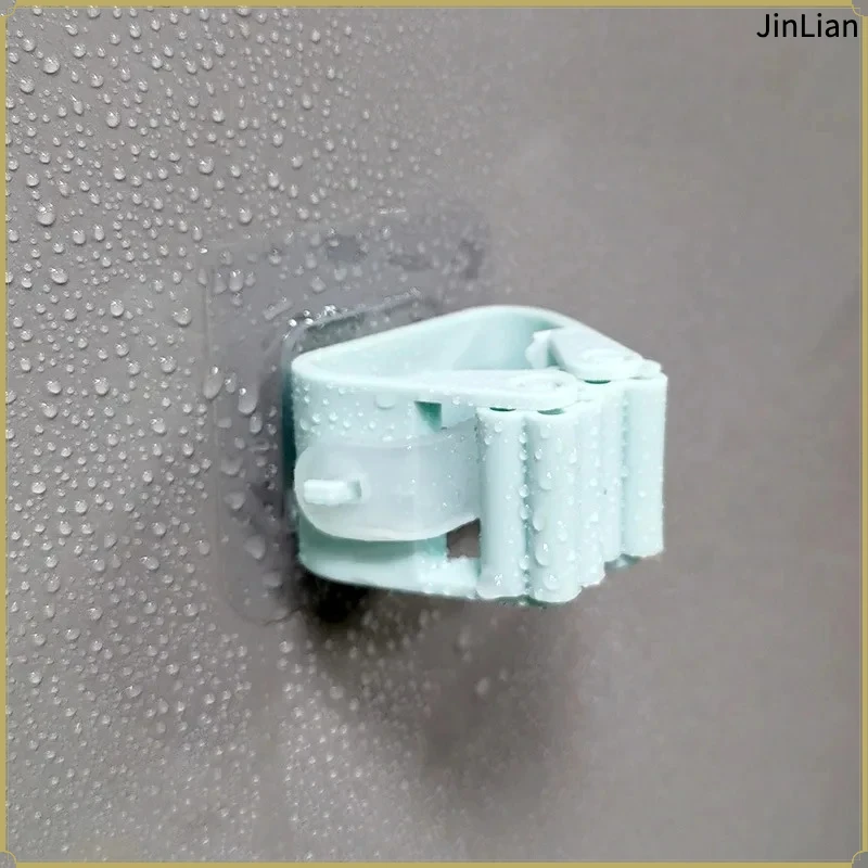 1/2/3Pcs Non Perforated Mop Clip Buckle Bathroom Non Marking Storage Rack Nail Free Hanging Bracket Broom Clip Powerful Mop Rack
