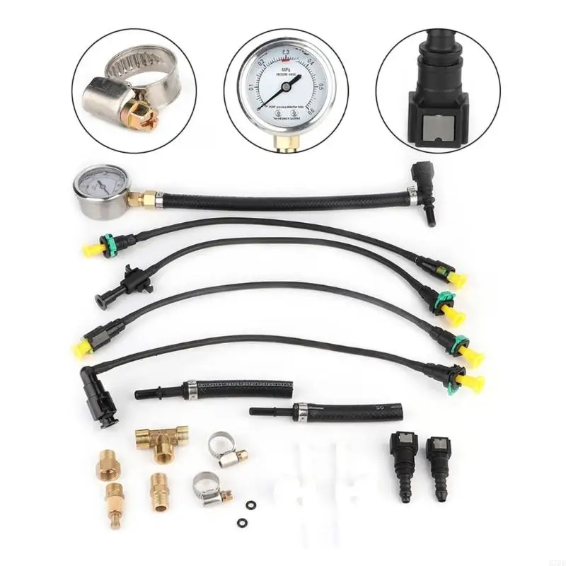 M76E Pressure Diagnostic Tool Set with Analog Hoses, Fittings, Rings, Clamps, and Storage Case for Fuel System Pressure Checks 4
