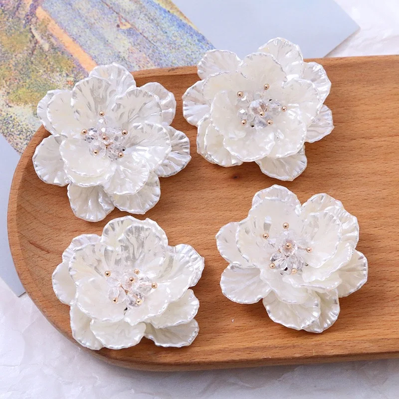 

Wholesale 30pcs/lot color 45mm acrylic petal decoration cartoon flowers shape floral diy jewelry jewelry garment hair accessory