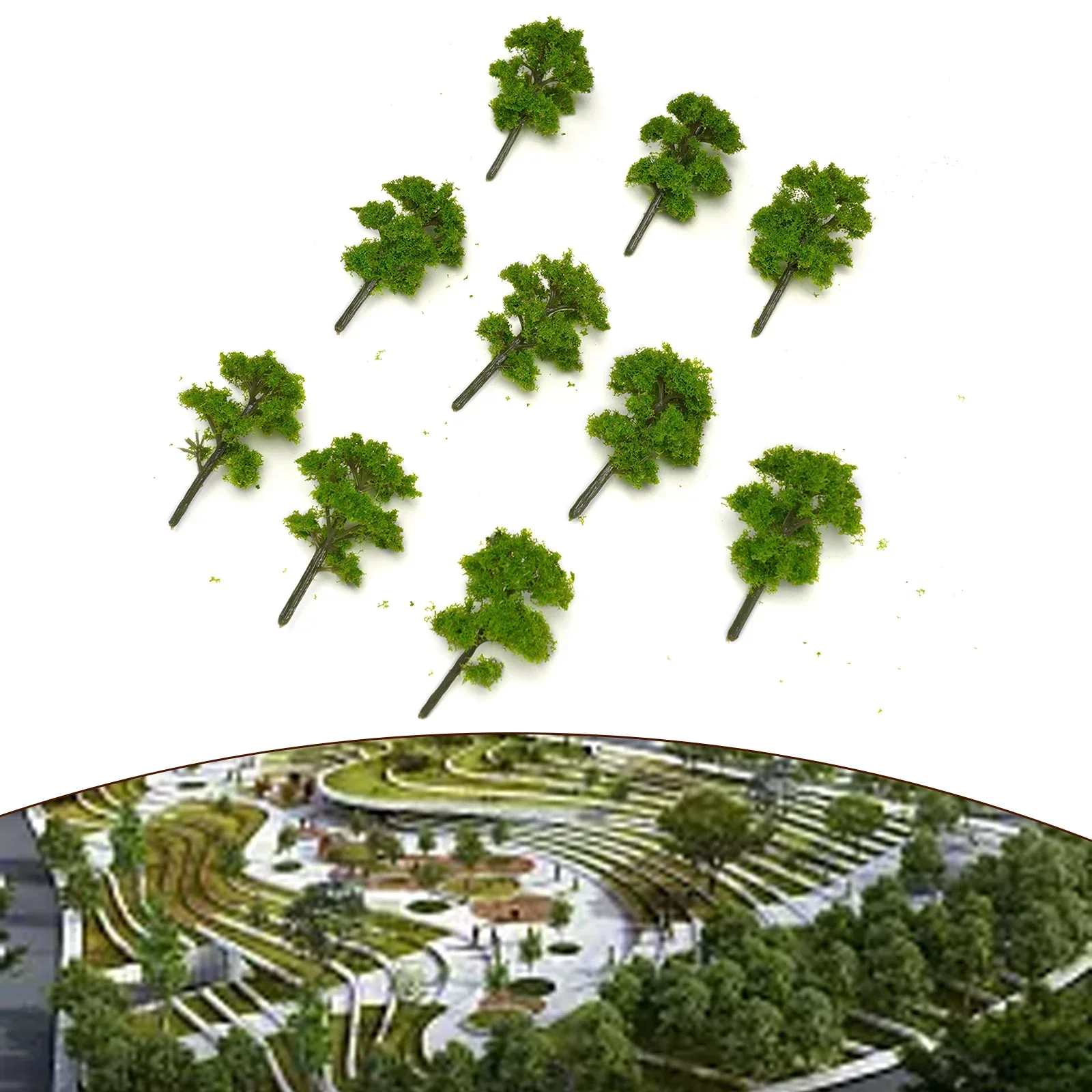 10PC 7cm 9cm Trees Model Garden Wargame Train Railway Architectural Scenery Layout Park Diorama Landscape Decor