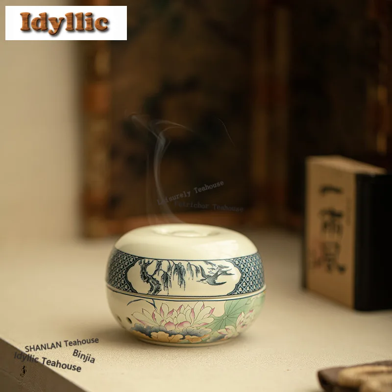 Soda Glaze Handmade Lotus Incense Holder Incense Waterfall Incense Burners Consecrate Censer Tea Ceremony Craft Accessories Gift