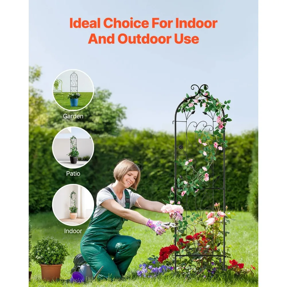 Metal Garden Trellis 60" x 15" for Climbing Plant Support Rustproof