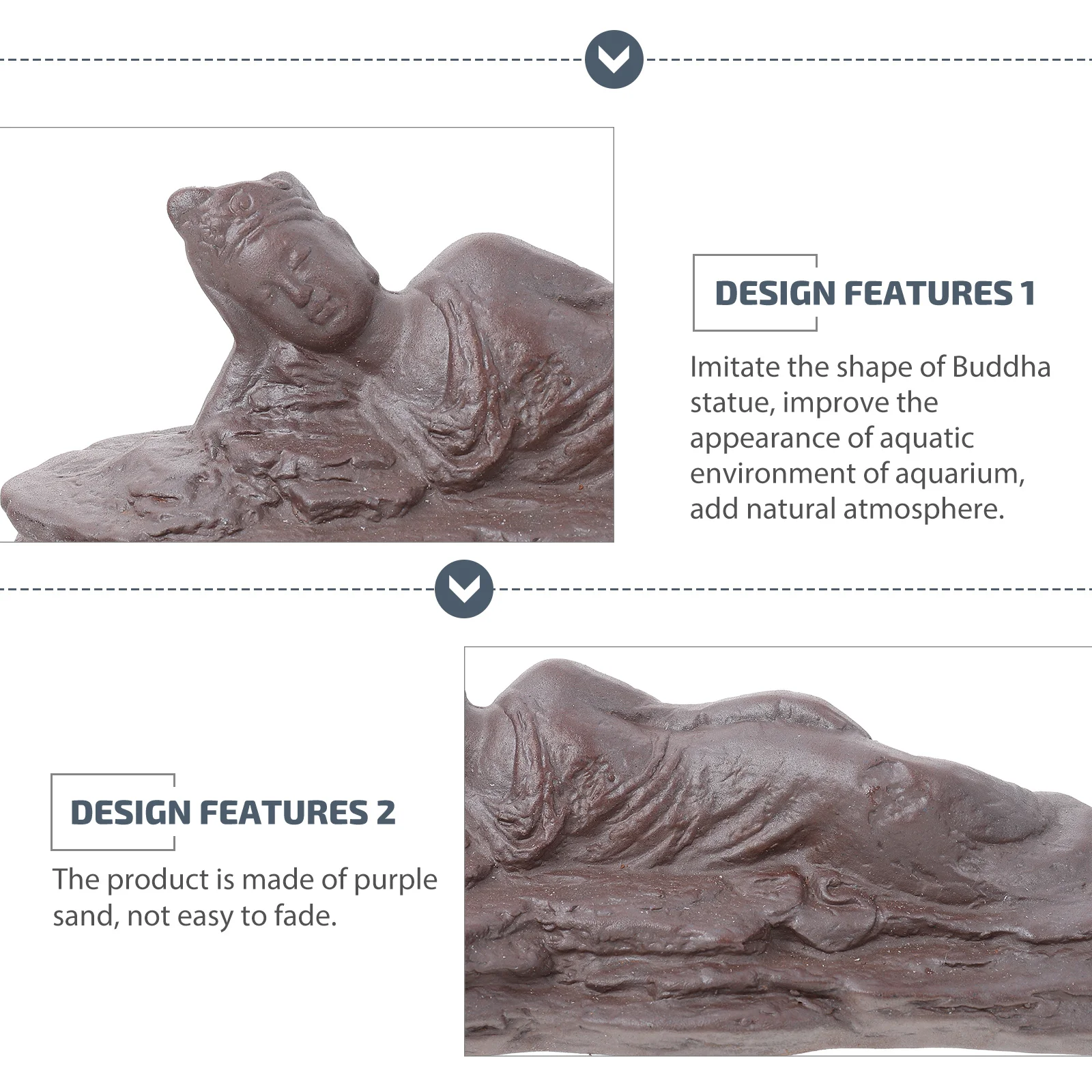 

Buddha Fish Shrimp Hideout Aquarium Decoration Durable Fish Tank Ornament Natural Stylish Underwater Landscape