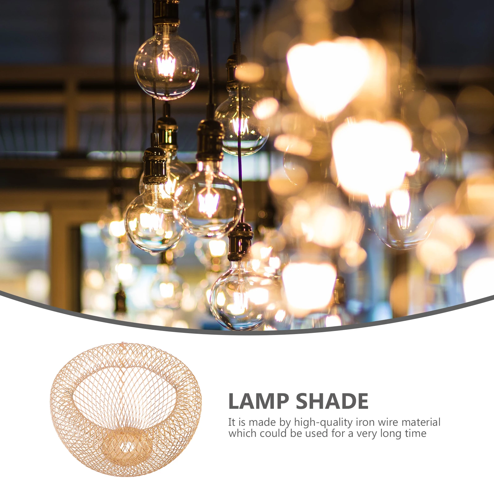 

1pc Iron Wire Lampshade Gold Metal Hanging Light Cover Decorative Ceiling Shade Birdhouse Design Wear-Resistant for Family