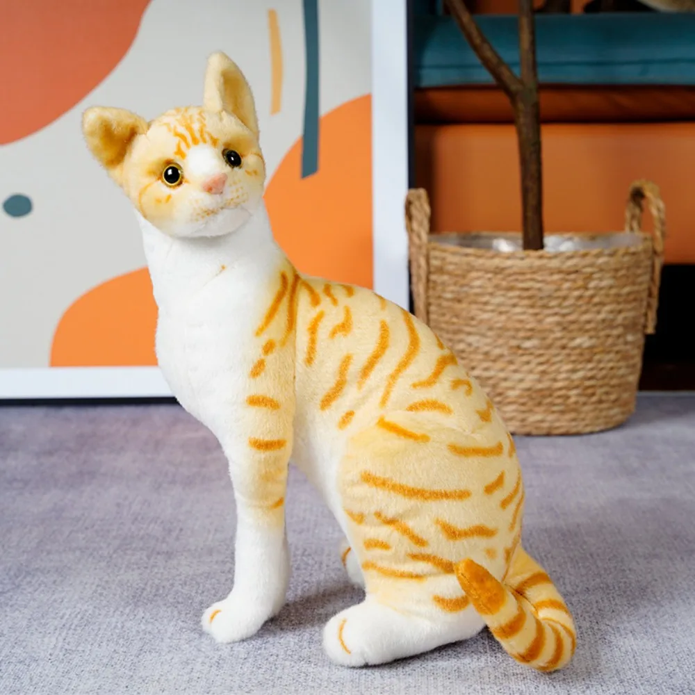 

Big Eyes Lying Down Cat Plush Toy Fluffy Tabby Cat Cute Animal Plush Doll Stuffed Standing Siamese Cat Pillow