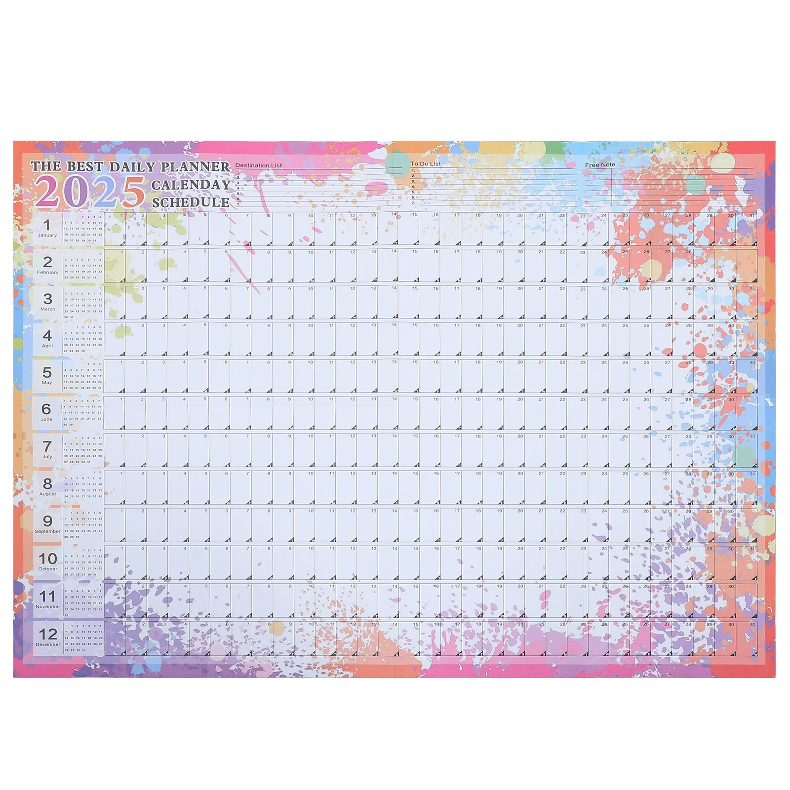 

Ежегодный настенный календарь на 2025 год, большой 55x72 см, складной портативный красочный дизайн, наклейки «сделай сам», полный год, планировщик для домашнего офиса