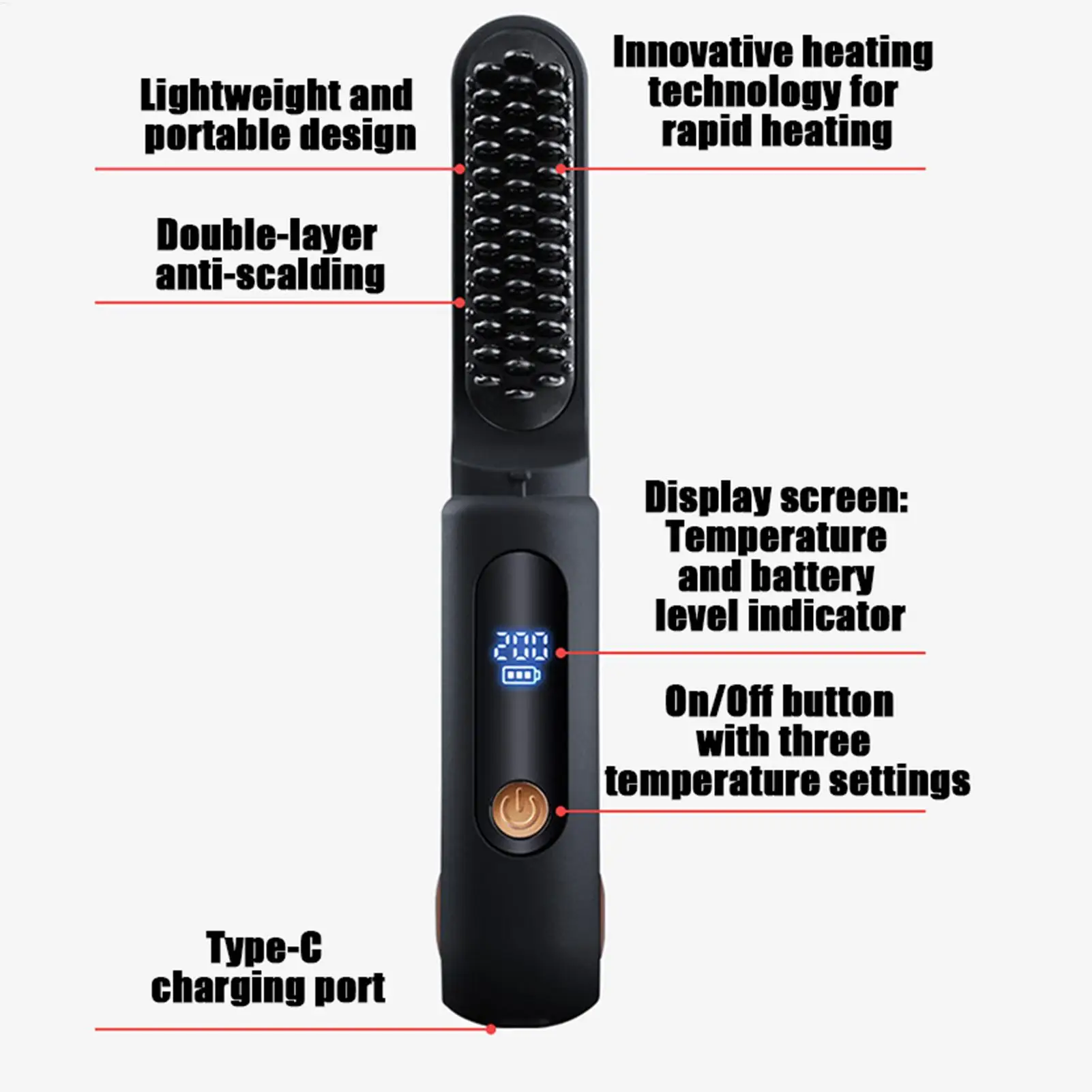 

Cordless Hair Straightener 2-in-1 Rechargeable Curler with LED Display 3 Temperature Settings Cordless Straightener for Women