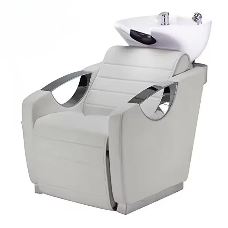 Salon furniture hair washing equipment shampoo bed white backwash unit electric massage  chairs with bowl