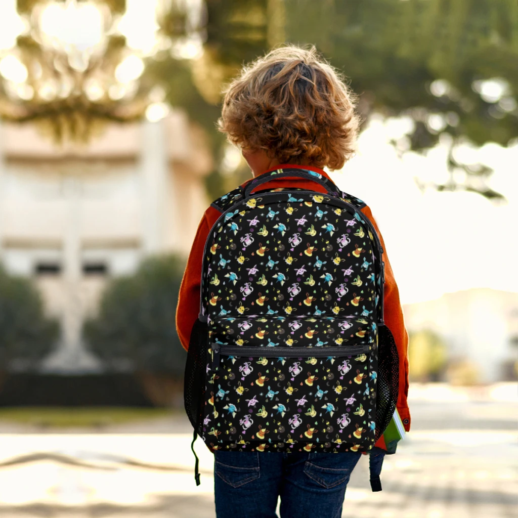 Eeveelution-mochila escolar de dibujos animados para niños, mochila de gran capacidad para estudiantes