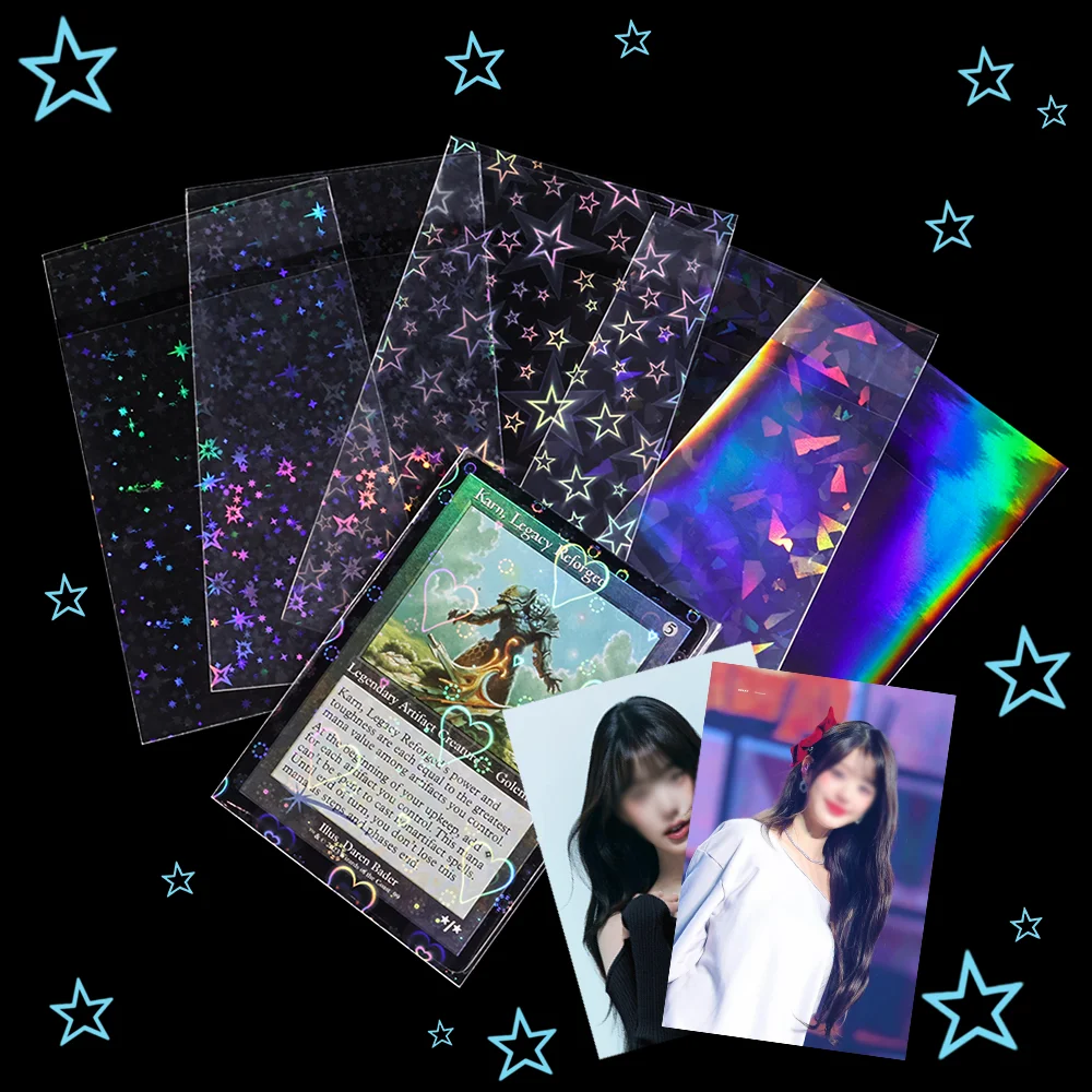 

100pcs Clear Foil Resealable Sleeves Display Storage Sleeves for Idol Cards/Polaroid Cameras Cards/Photos/Game Cards/Sports Card