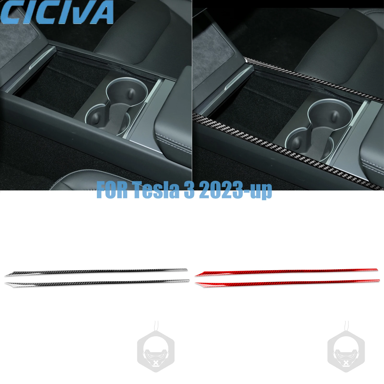 

For Tesla 3 2023-up Central storage bar Decorative Real Carbon Fiber Stickers Car Interior Accessories