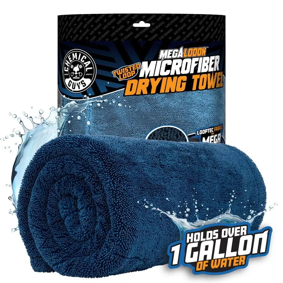 Megalodon Microfiber Drying Towel with Twisted Loop Technology, Super Plush Absorbent 24 x 36 Microfiber Towel for Cars, Trucks,
