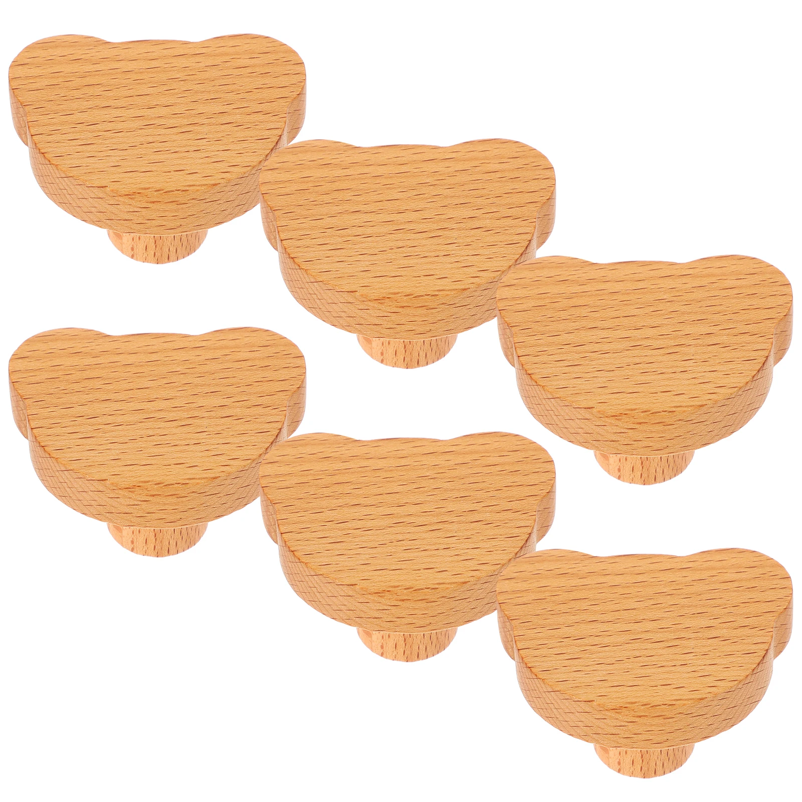 

6pcs Bear Shaped Wooden Drawer Pulls Handles Furniture Knobs Cartoon Decorative Cupboard Dresser knobs Wood Pull Knob Safe