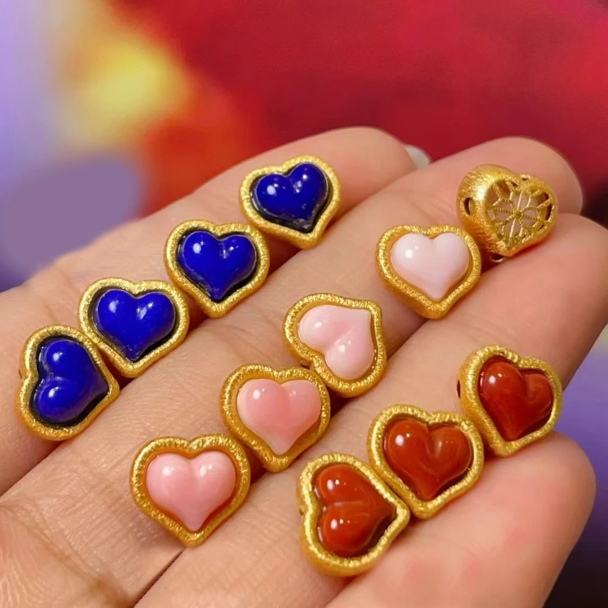 2Pcs Heart Shaped Beads Pendant Southern Red Isolation Beads For Jewelry Making DIY Necklace Bracelet Earrings Accessory