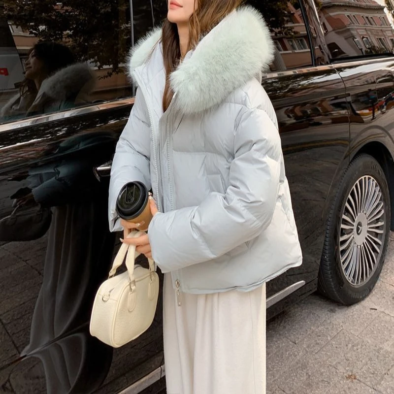 Cotton Clothing Women's Short Winter New Fashion, High-end, Small Stature, Big Fur Collar, Niche, Thickened