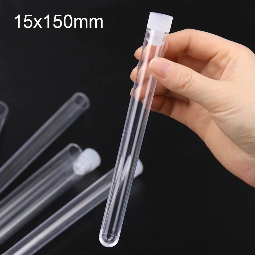 10PCS Powder Craft Plastic Bottle with Cap Translucent Test Tubes Pill Liquid Capsule Storage 15x150mm Vials Sample Container