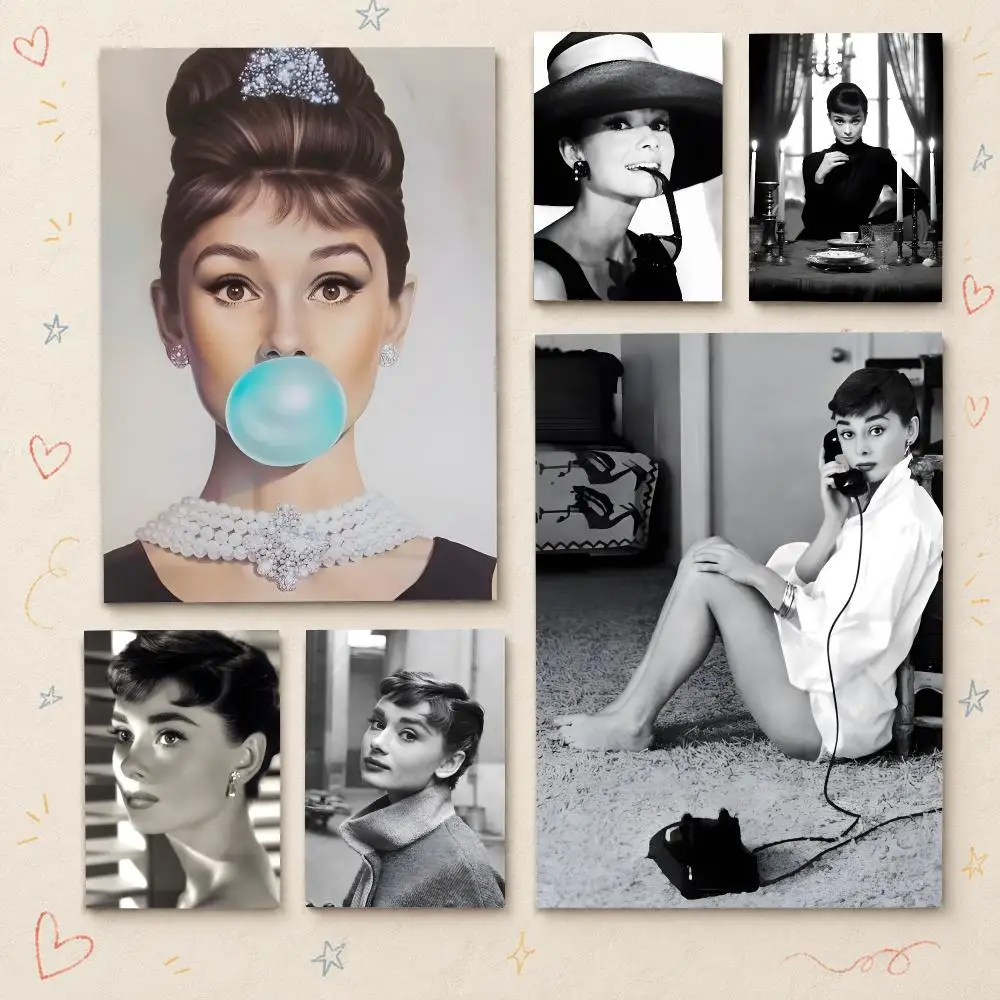 Actress A-Audrey Hepburn Poster HD PP Waterproof Wall Decor for Living Room Bedroom Gaming Room Cafe Unique Gift