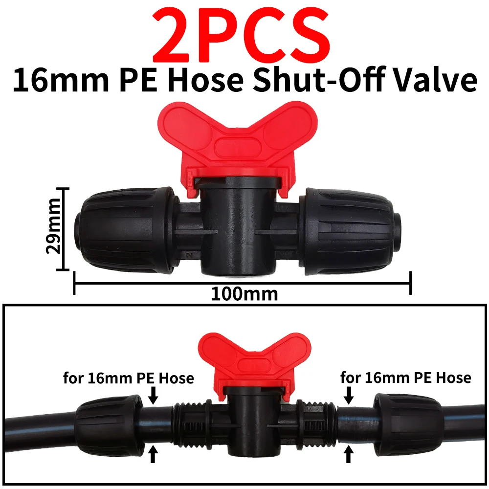 Oasis 2PCS 16mm 1/2\'\' PE Pipe Connector Splitter Tee Coupling Threaded Lock to 4/7mm 3/5mm Hose Garden Watering Drip Irrigation