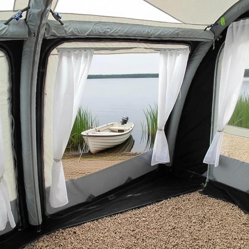 1 Par de Cortinas para Toldo de Autocaravana con Kits de Montaje Universales BLANCOS para Kampa Dometic Thule, Accesorios para Caravana, Autocaravana y RV
