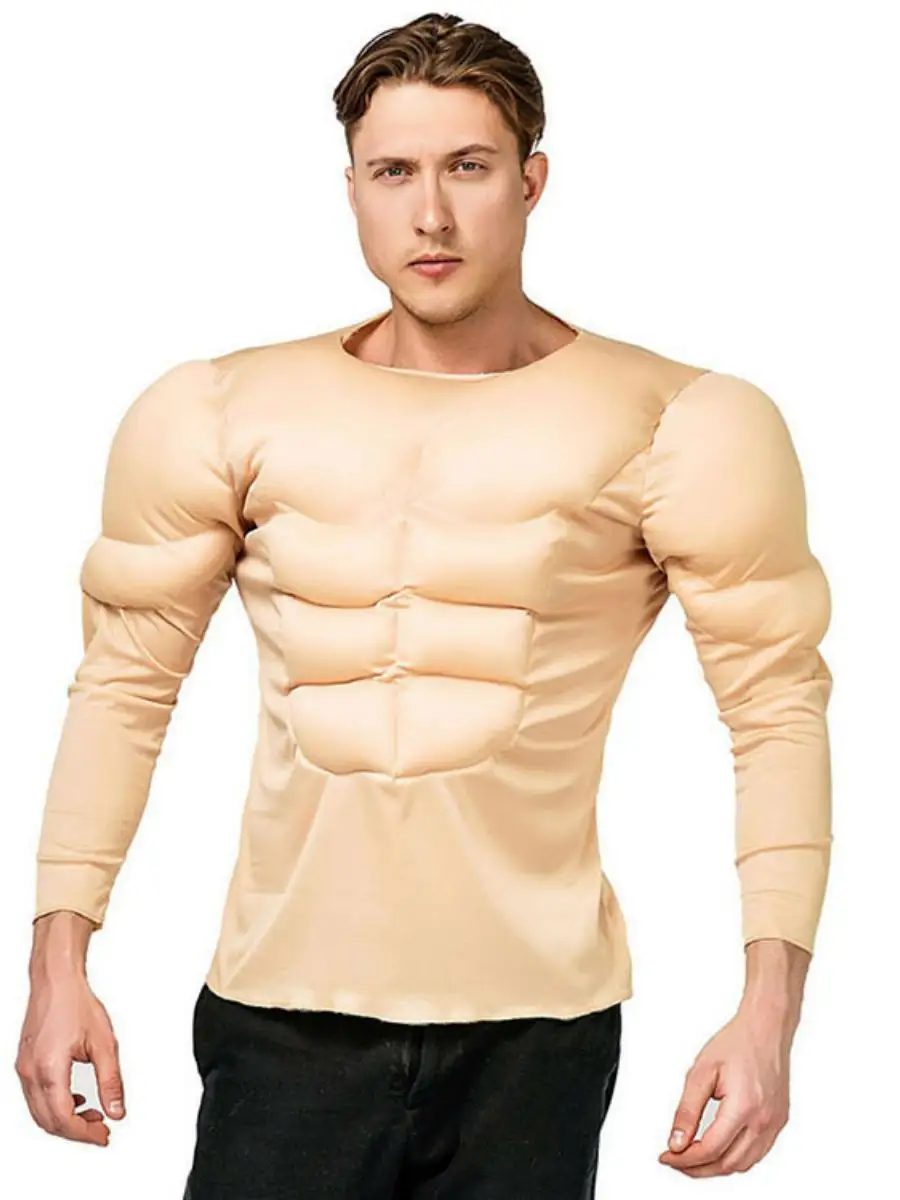 جديد الكبار العضلات رجل لوهوين دور اللعب وهمية البطن تي شيرت الاسمية زي مادة البوليستر موسم الربيع